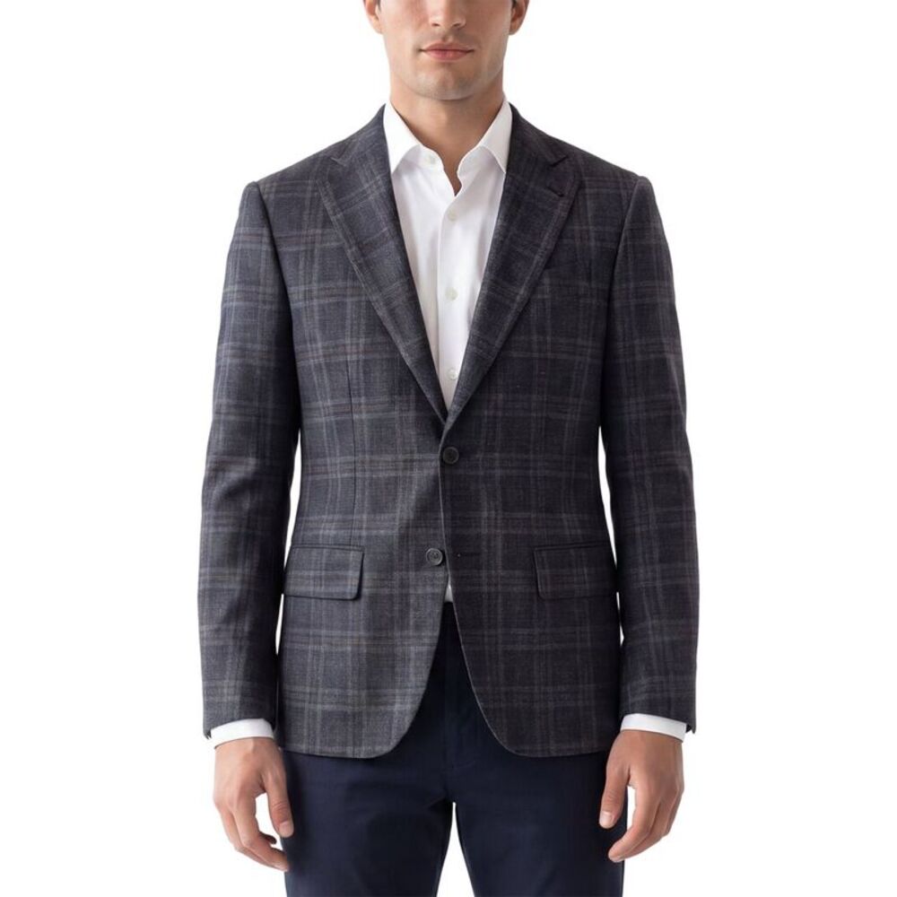 Corneliani Mens  Cc Collection Virgin Wool Tartan Check Blazer, Blue